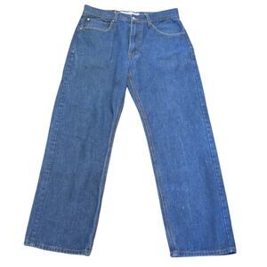 AKADEMIKS JEANIUS Jeans 34x32* Men Distressed Dark Wash Blue  Hip Hop Streetwear